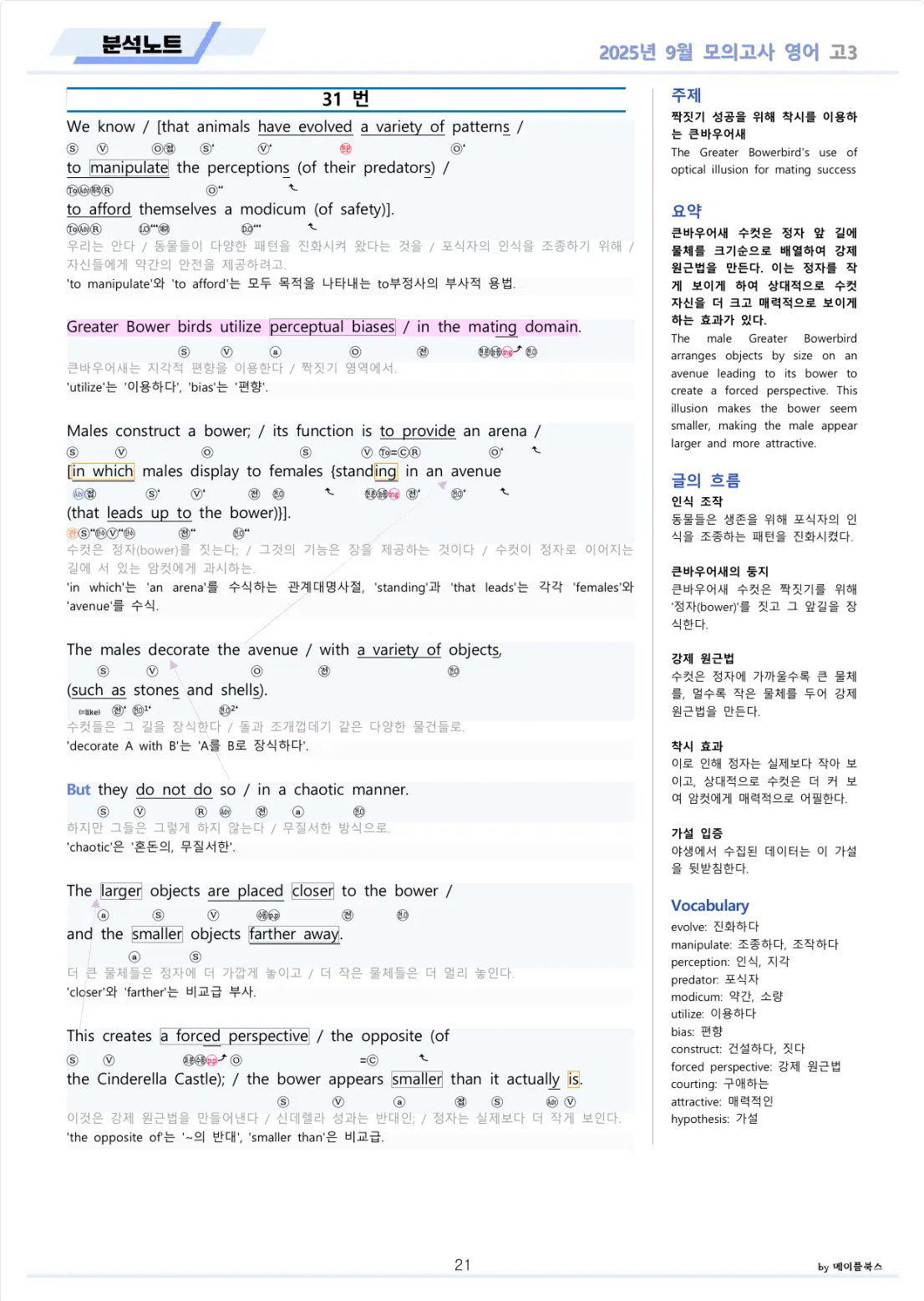 2025년 9월 모의고사 영어 고3 분석노트 변형문제 by 메이플북스 이미지 2