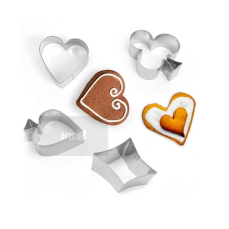 오와이규협력사 포커디자인 스텐 쿠키커터 4종세트 주방도구 제과제빵도구 쿠키만들기키트