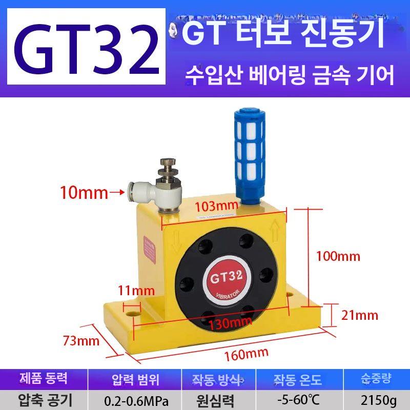 공압 진동기 터보 에어 피스톤 공기 공업용 바이브레터 쉐이커 터빈 공기터빈 발진기 유압 GT4 터보 진동기 수입 베어링 스로틀 - 상세 이미지 2