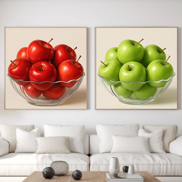 사과 그림 액자 돈들어오는 거실 주방 부엌 인테리어 대형 캔버스 개업선물 항아리 초록 - 상세 이미지 2