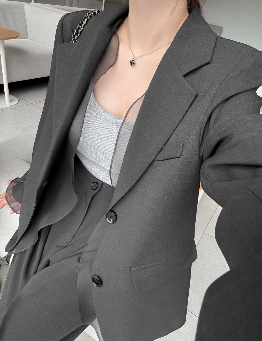 쉬폰 가을자켓 여성 간절기 오간자 뒷트임 자켓 체형커버 하객룩 오피스룩 데일리 - 상세 이미지 5