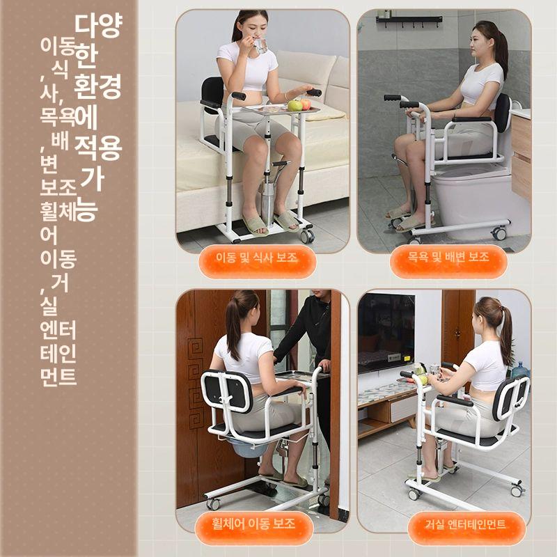 환자이동 유압리프트 요양원 보행 유압 이동 목욕 환자리프트 운반 이동식 보조기구 병원 스탠딩 프레임+유압식 L-리프트 블루 - 상세 이미지 3