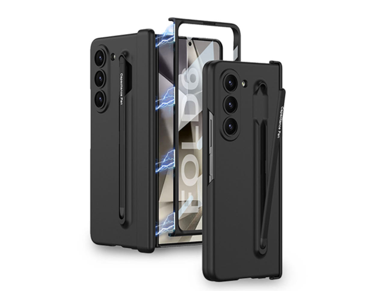 갤럭시 폴드 케이스 힌지보호 풀커버 펜포함 블랙_레드, 갤럭시Z 폴드6 - 상세 이미지 3