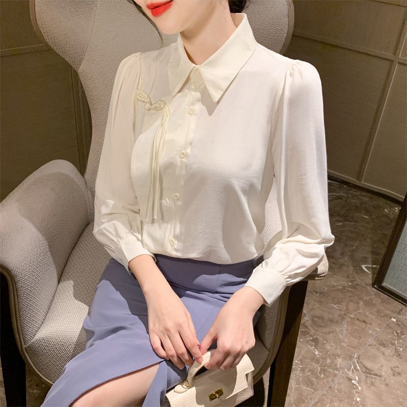 여성 긴팔 셔츠 가을 통근용 살구색 캐주얼 오버핏 코튼 소재 구김없는 편안한 착용감 데일리 스타일링 모던한 디자인 - 상세 이미지 5
