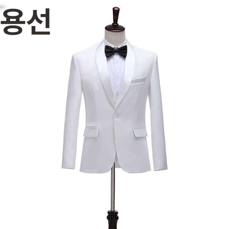 합창단복 남성 턱시도 공연복 양복 상하의 세트 연주회 남자예복 자켓 시상식 의상 합창단 화이트 재킷+바지 L - 상세 이미지 3
