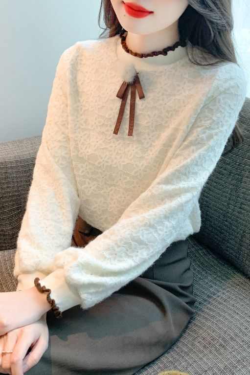 레이스 긴팔 블라우스 여성 가을용 우아한 루즈핏 셔츠 스타일러블한 데일리 패션 아이템 빈티지 감성 레트로 디자인 - 상세 이미지 5