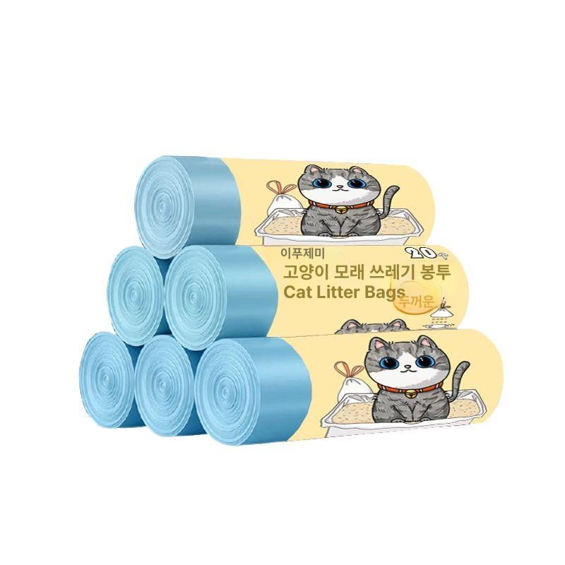 고양이 모래 쓰레기봉투 자동화장실 패드 배변 반려묘 화장실 사막화방지 배변통 반려동물용품 펫리 6롤 120개입 - 상품 이미지