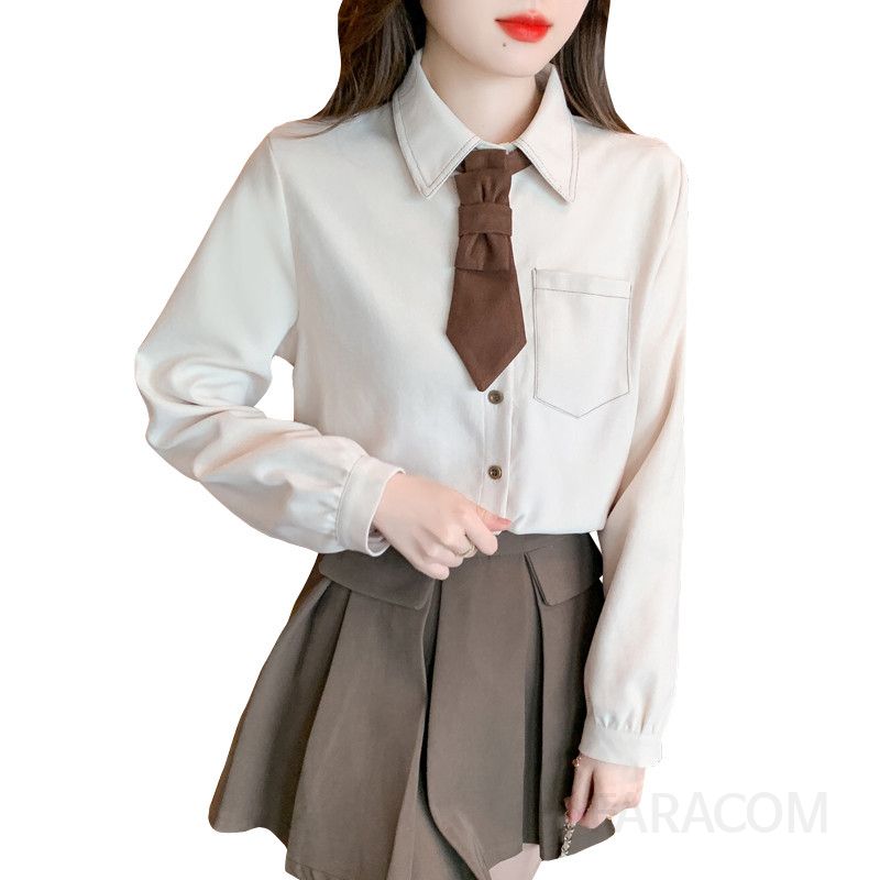여성 긴팔 셔츠 가을 신상 캐주얼 오버핏 레이어드 스타일 데일리 옥스포드 티셔츠 다용도 통근 전문복 편안한 착용감 - 상세 이미지 5