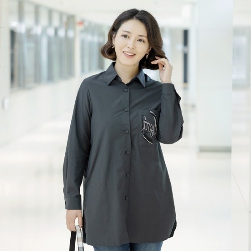 엄마옷 조이마담 J2858 비즈포켓 셔츠 자켓 남방 중년여성의류 - 메인 이미지