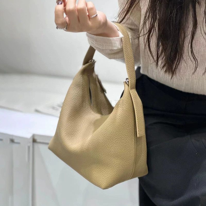 여성용 가죽 토트백 가을 신상 소프트 레더 숄더백 데일리 심플 디자인 빈티지 스타일 - 상세 이미지 3