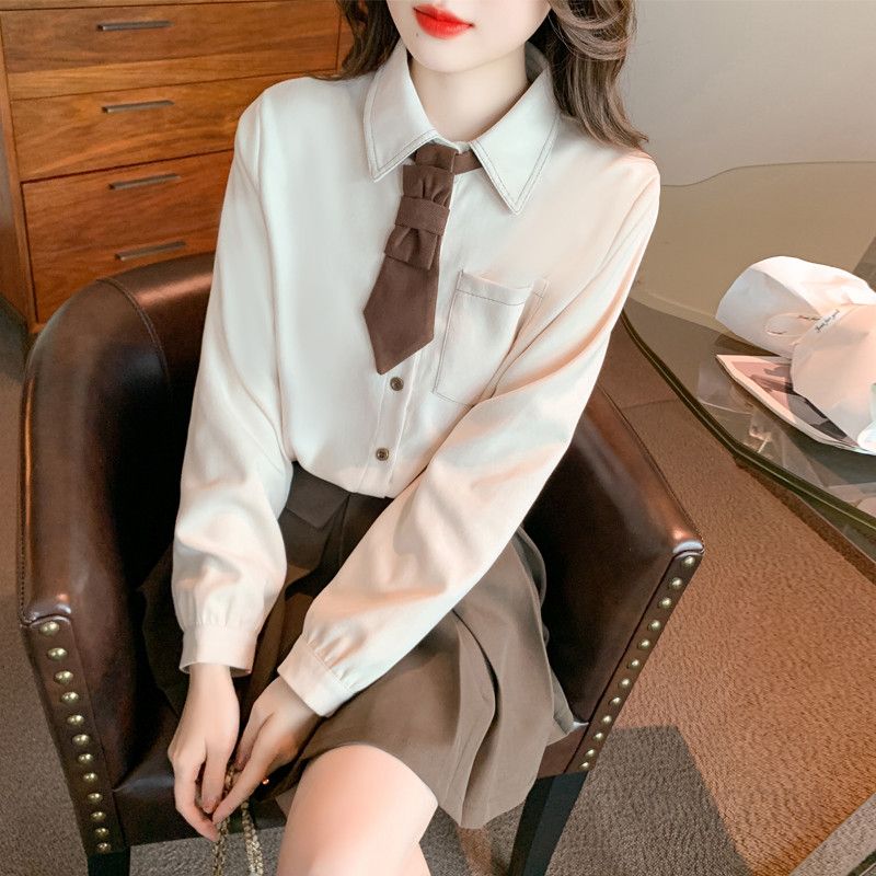 여성 긴팔 셔츠 가을 신상 캐주얼 오버핏 레이어드 스타일 데일리 옥스포드 티셔츠 다용도 통근 전문복 편안한 착용감 - 상품 이미지