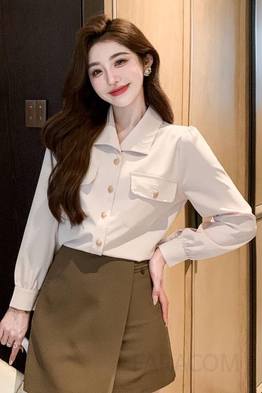 여성 쉬폰 셔츠 가을 직장인 데일리 통근용 시스루 블라우스 전문가용 스타일 상의 편안한 착용감의 모던한 디자인 이미지 6