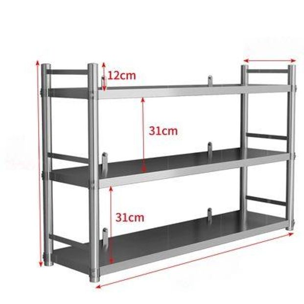 스텐 업소용 벽선반 상부장 주방 수납 정리대 2단 두꺼운 50x35x86 3단 울타리 - 상품 이미지