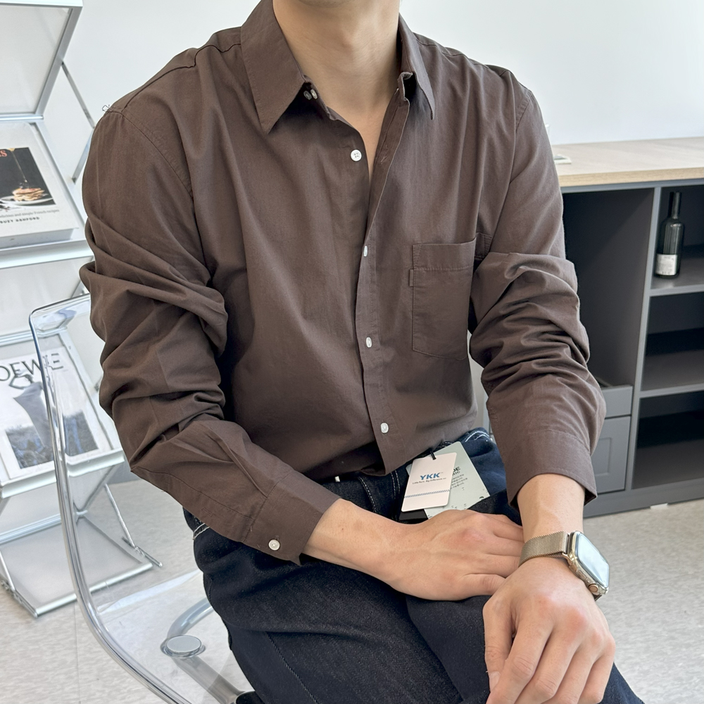 남자 셔츠 빅사이즈 와이드 카라 포켓 정장 남방 남자 와이셔츠 - 상세 이미지 2