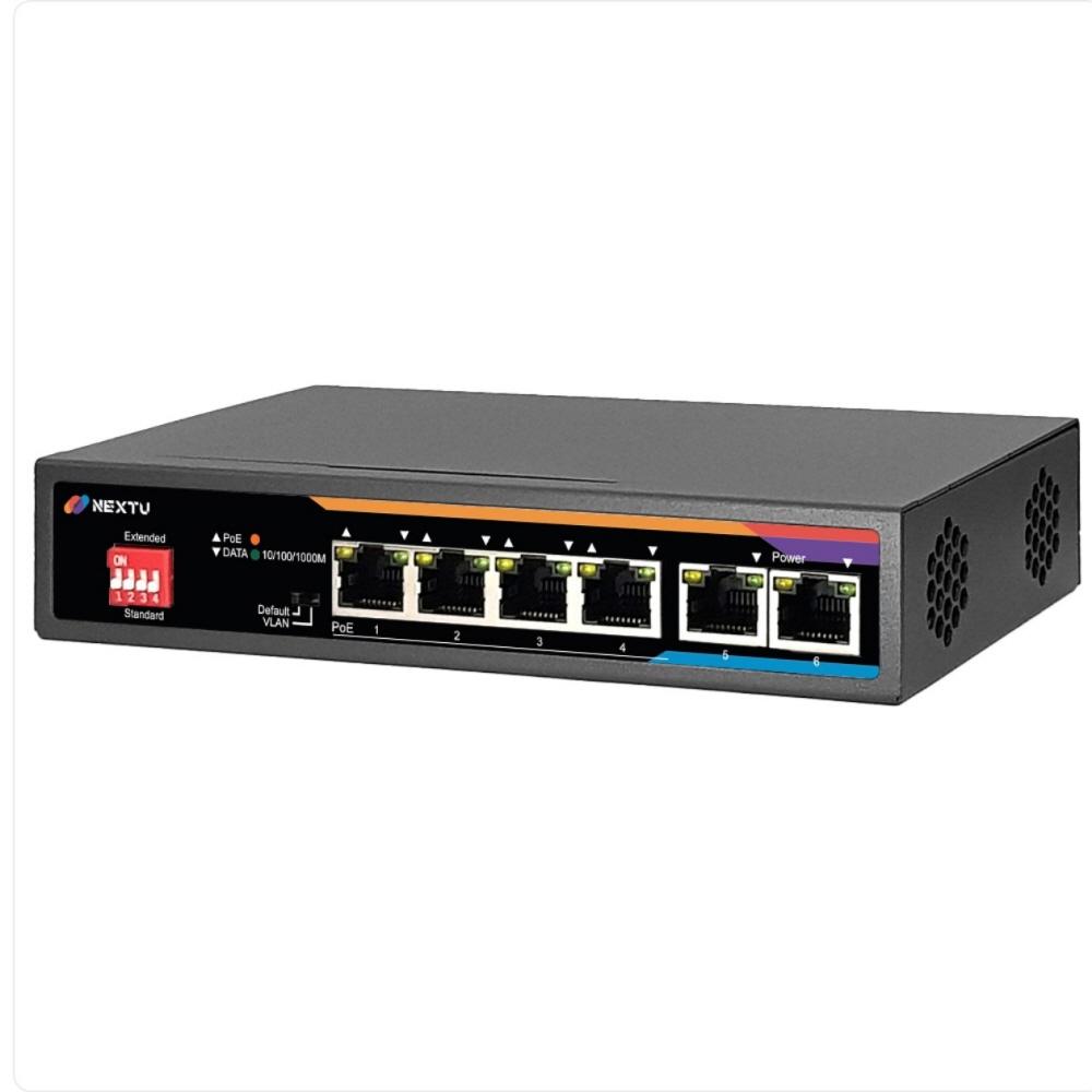 POE 스위치 허브 4포트 기가 비트 2포트 업링크 스위칭 허브 POE6006 60W - 상품 이미지