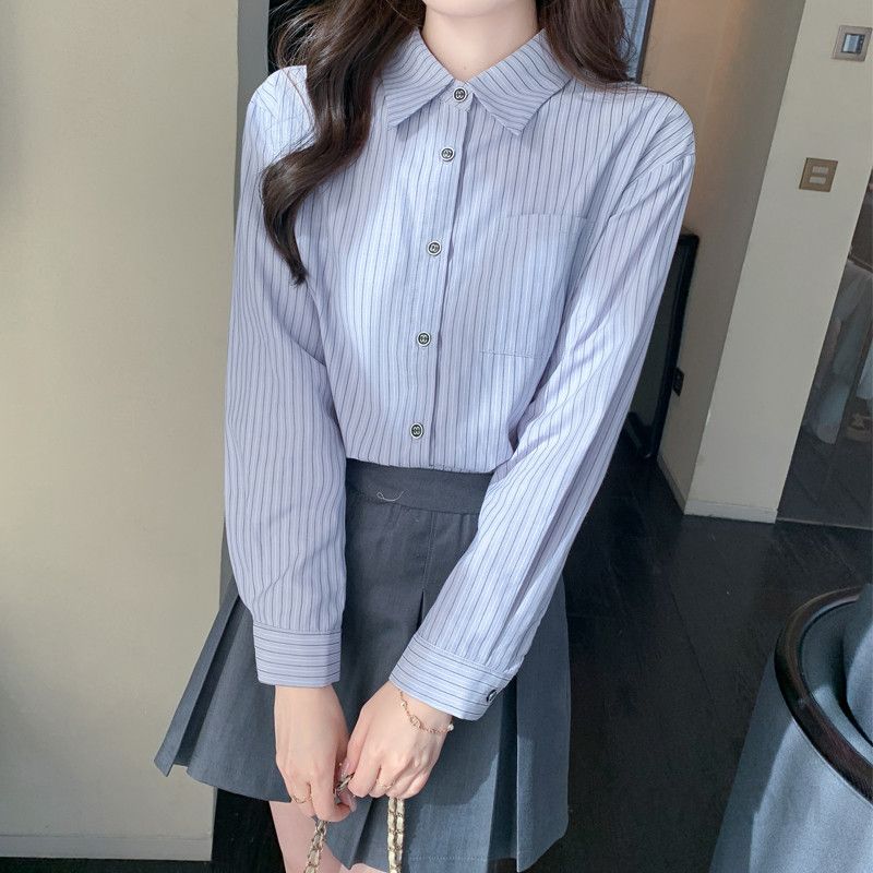 여성 가을 긴팔 스트라이프 셔츠 스타일리시한 캐주얼 남방 편안한 착용감 데일리룩 오버핏 활용도 높은 디자인 - 상세 이미지 2
