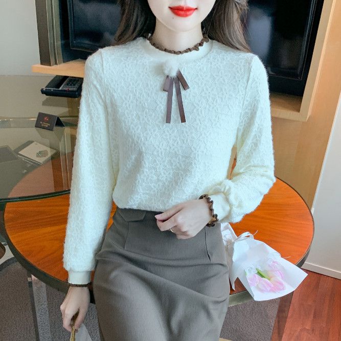 레이스 긴팔 블라우스 여성 가을용 우아한 루즈핏 셔츠 스타일러블한 데일리 패션 아이템 빈티지 감성 레트로 디자인 - 상세 이미지 3