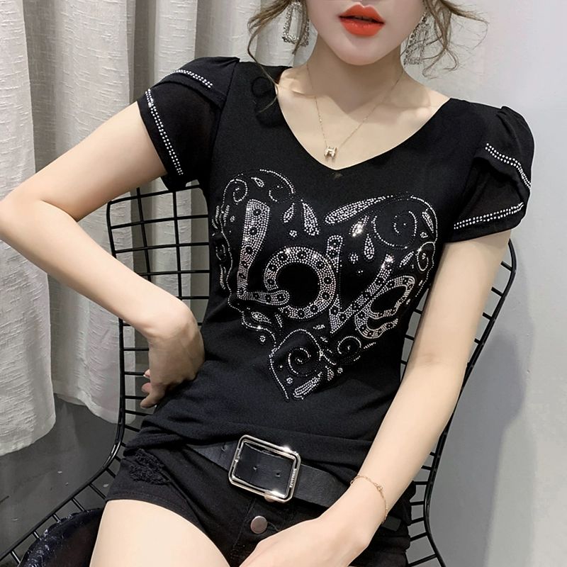 라인댄스복 여름 반팔 왈츠 댄스티 볼룸 화려한비즈 댄스스포츠 댄스복 무대 블랙 S - 상세 이미지 4