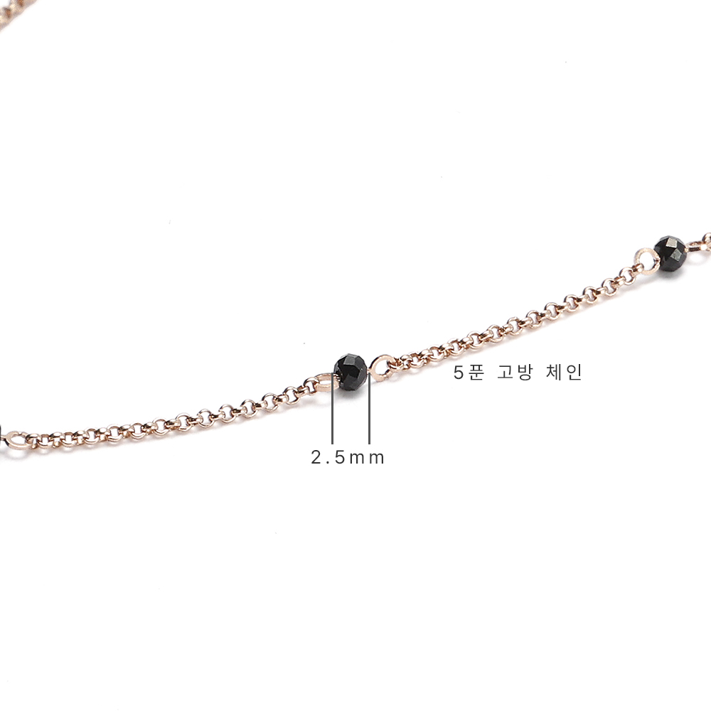 컷팅볼목걸이 14케이 18k 여자 명품 블랙 컷팅볼 미러볼 초커 금 체인 데일리 목걸이 - 상세 이미지 3