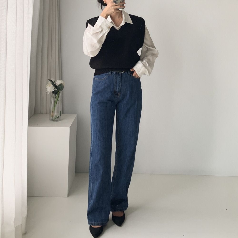 세미와이드청바지 생지데님 진청바지 진청데님 이미지 8