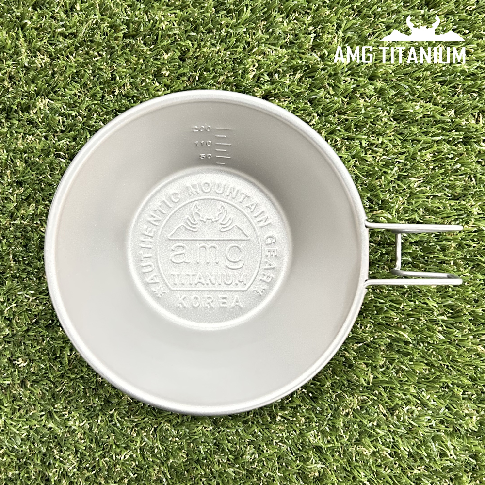 AMG티타늄 시에라컵 백패킹 등산용 고정 370ml 파우치포함