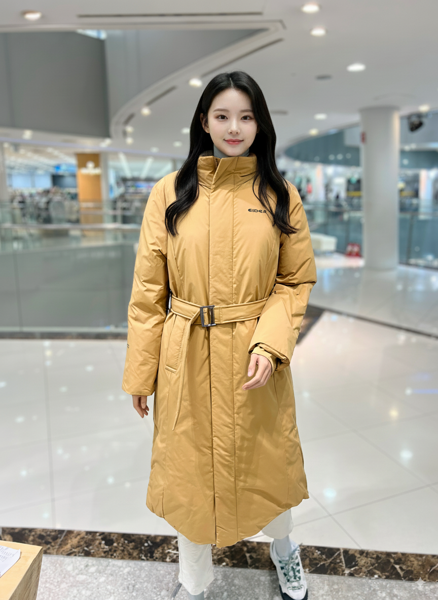 아이더 여성 롱패딩 코트 캐시미어 구스다운 WW24559 - 메인 이미지