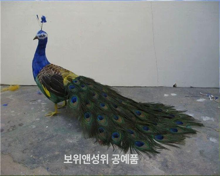 공작새 모형 정원 공작 카페 가든 조형물 인테리어 마당 공작인형 장식품 조각상 80cm 블루 - 상세 이미지 3