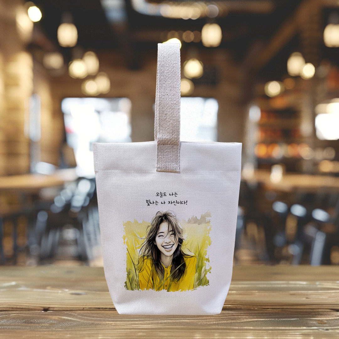 연필스케치 미니 에코백 주문 제작 캐리커쳐 고급 국산 캔버스백 소량 인쇄 답례품 선물 - 상세 이미지 5
