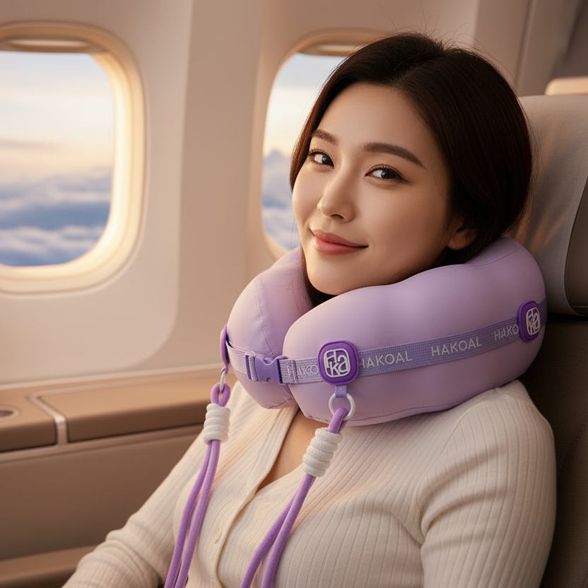 기내용 목베개 여행용 휴대용 안대 귀마개 세트 하코알 슬립넥 - 상품 이미지
