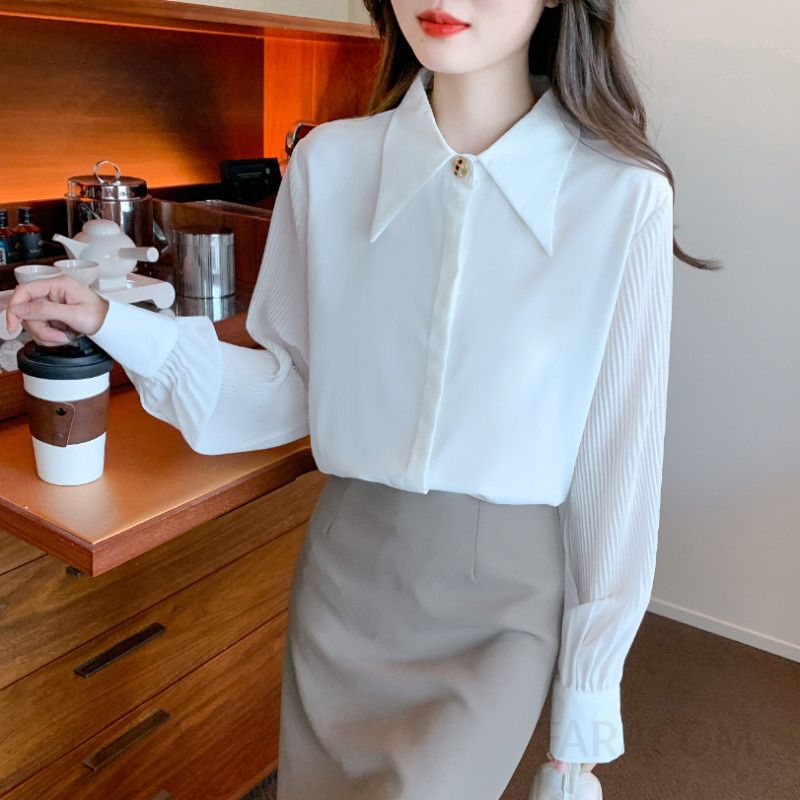 여성 가을 쉬폰 셔츠 출퇴근용 긴팔 상의 데일리 오피스룩 스타일 캐주얼하고 우아한 디자인 편안한 착용감 - 상세 이미지 2