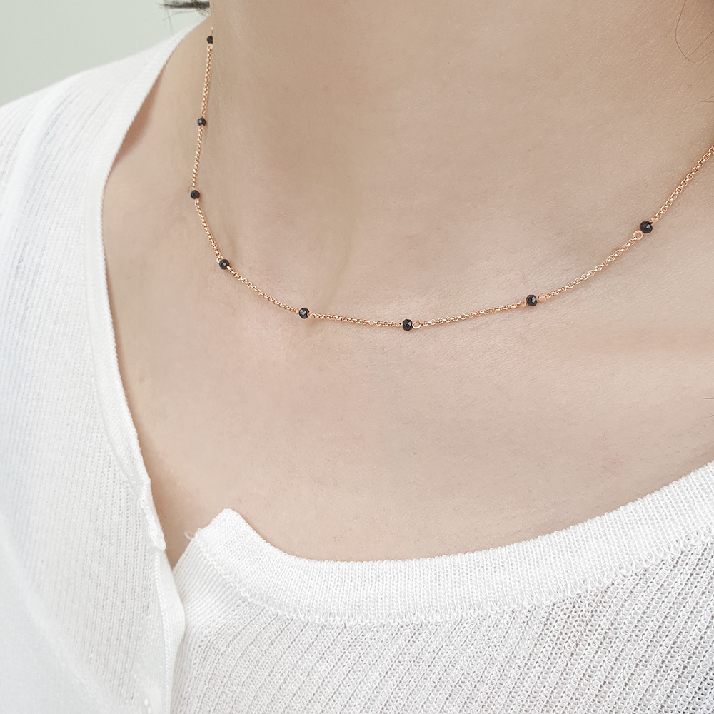 컷팅볼목걸이 14케이 18k 여자 명품 블랙 컷팅볼 미러볼 초커 금 체인 데일리 목걸이 이미지 6