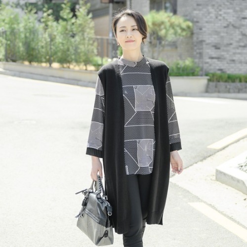 엄마옷 조이마담 J2780 롱 니트 베스트 조끼 중년여성의류