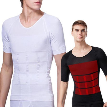 남성 2색 편한 압박감 슬림라인 반팔 보정 티셔츠