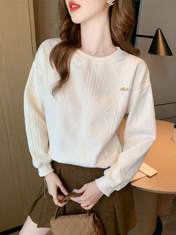 여성 슬림핏 긴팔 스웨트셔츠 가을용 데일리 티셔츠 통근복 레이어드 스타일 캐주얼 착용감 편안한 모던한 디자인 - 상세 이미지 4