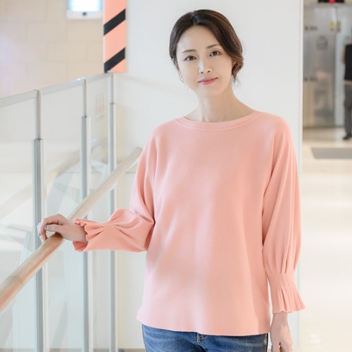 엄마옷 조이마담 T5968 퍼프소매 니트 티셔츠 중년여성의류 - 상품 이미지