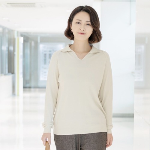 엄마옷 조이마담 T50656 오픈카라 캐시미어 니트 티셔츠 중년여성의류