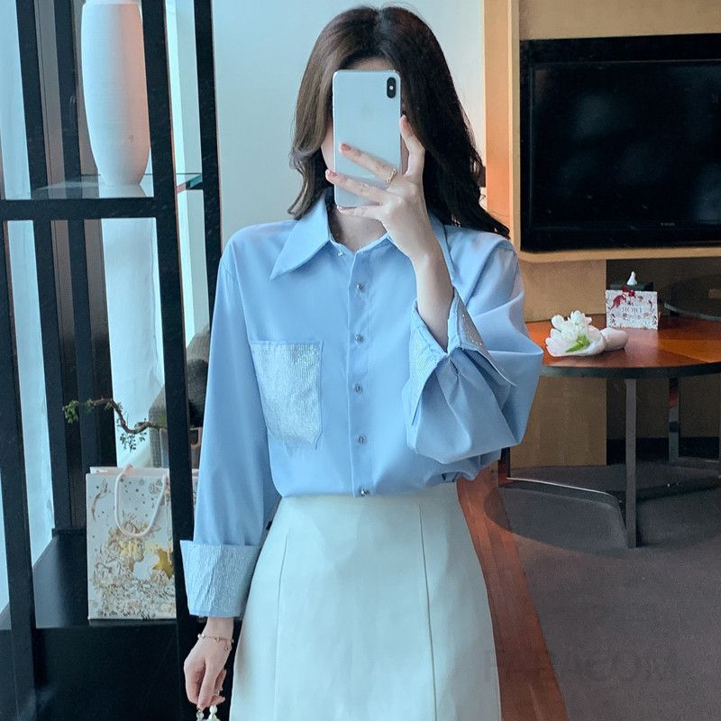 여성 오버핏 루즈핏 긴팔 셔츠 가을용 캐주얼 다용도 미디 길이 디자인 편안한 착용감 데일리 스타일링 재킷 - 상세 이미지 4
