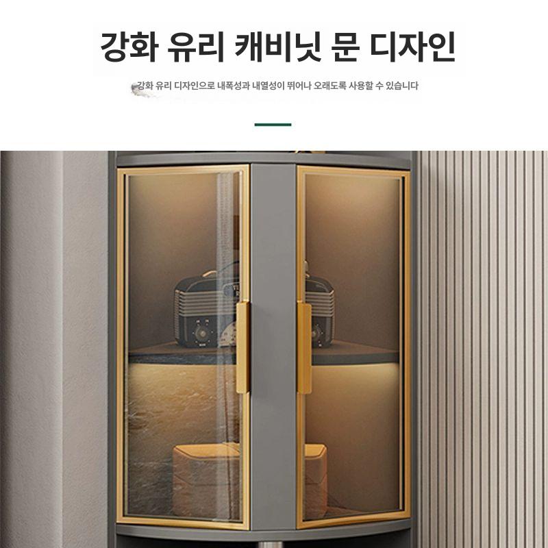 거실 코너장 틈새 선반장 모서리장 서랍장 정리 가정용 수납장 캐비닛 장식장 삼각형 침실 그레이 블랙 30x150 조립식 - 상세 이미지 4