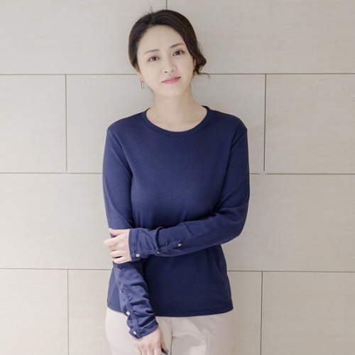 엄마옷 조이마담 T50449 소매버튼 면 티셔츠 중년여성의류 - 상품 이미지
