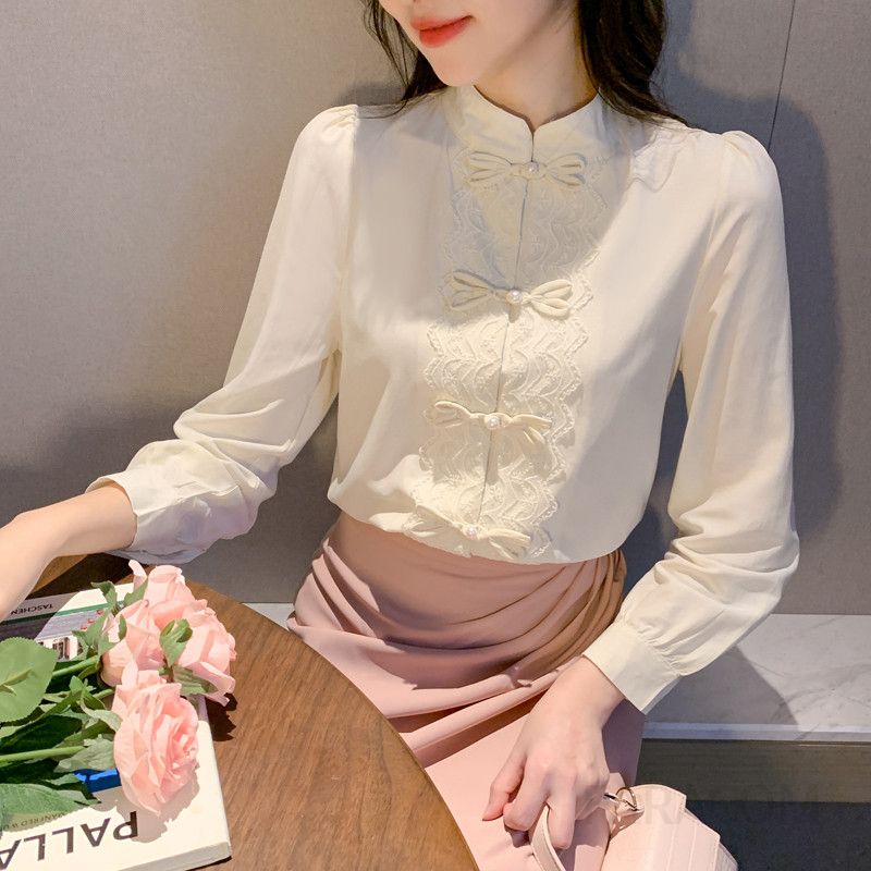 쉬폰 긴팔 블라우스 여름 가을 여성용 루즈핏 반목 스타일 캐주얼 착용감 좋고 다용도 활용 가능한 데일리 아이템 - 상세 이미지 4