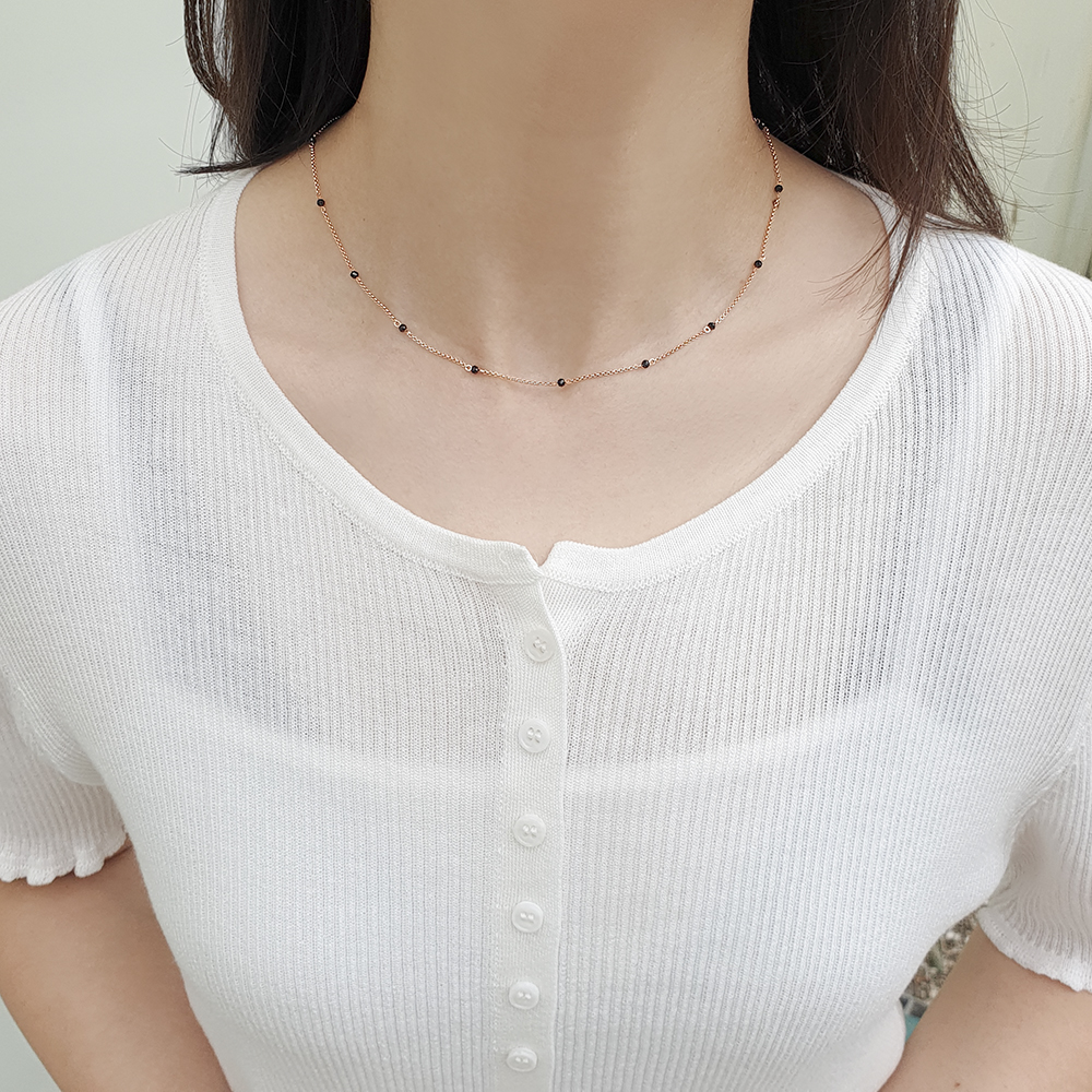컷팅볼목걸이 14케이 18k 여자 명품 블랙 컷팅볼 미러볼 초커 금 체인 데일리 목걸이 이미지 8