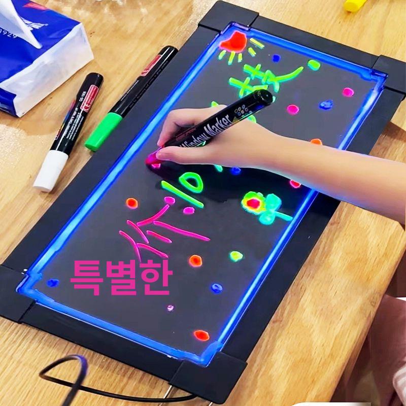 미니 LED 보드판 조명 무드등 광고 메모보드 입간판 40x60cm 펜 8개 스탠드 포함 - 상세 이미지 2