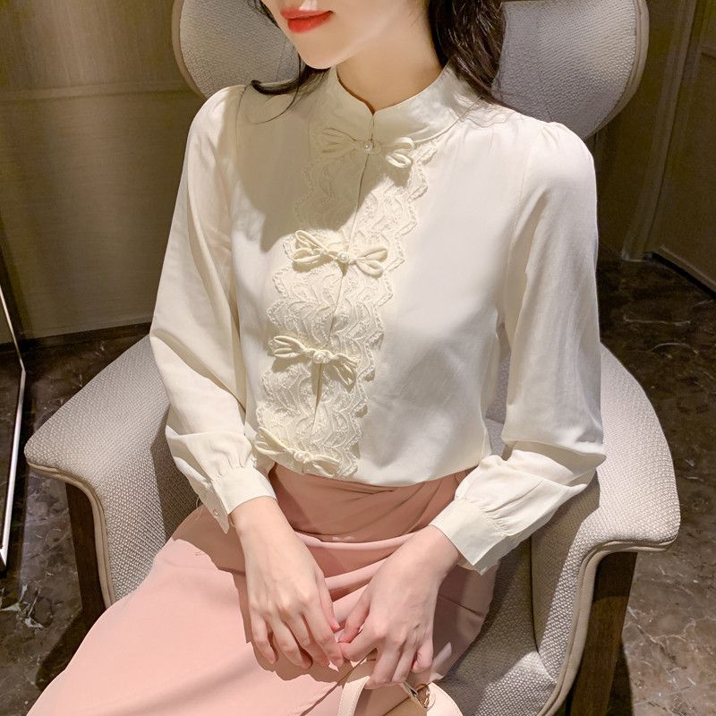 쉬폰 긴팔 블라우스 여름 가을 여성용 루즈핏 반목 스타일 캐주얼 착용감 좋고 다용도 활용 가능한 데일리 아이템 - 상세 이미지 5