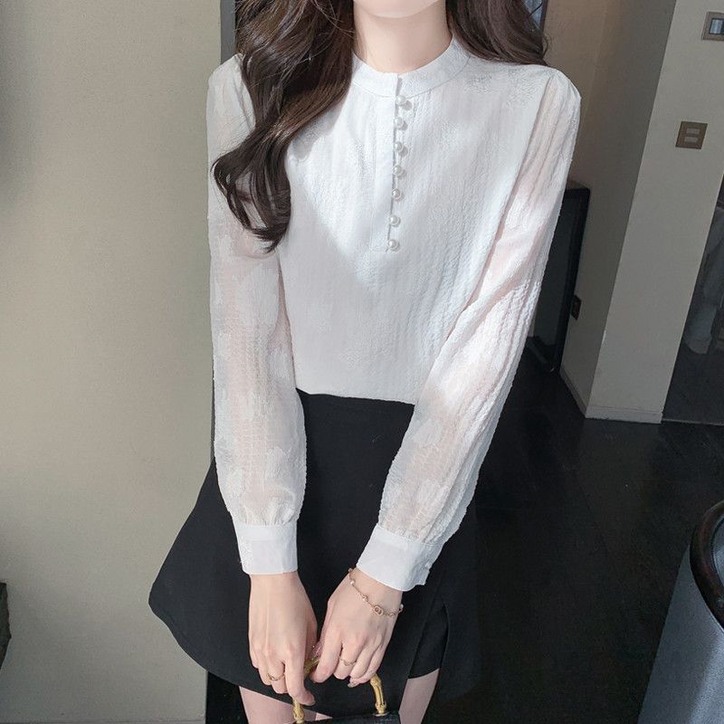 여성 긴팔 셔츠 가을 출퇴근용 고급스러운 데일리 상의 코튼 소재 캐주얼 스타일 구김없는 편안한 착용감 다재다능한 디자인 - 상세 이미지 4