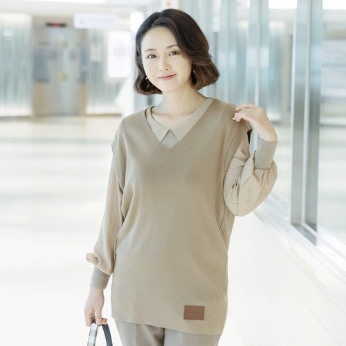 엄마옷 조이마담 J2859 패치 니트 베스트 조끼 중년여성의류