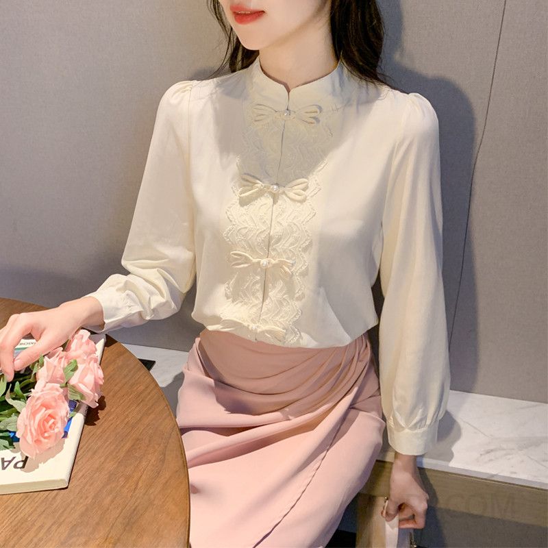 쉬폰 긴팔 블라우스 여름 가을 여성용 루즈핏 반목 스타일 캐주얼 착용감 좋고 다용도 활용 가능한 데일리 아이템 - 상세 이미지 2