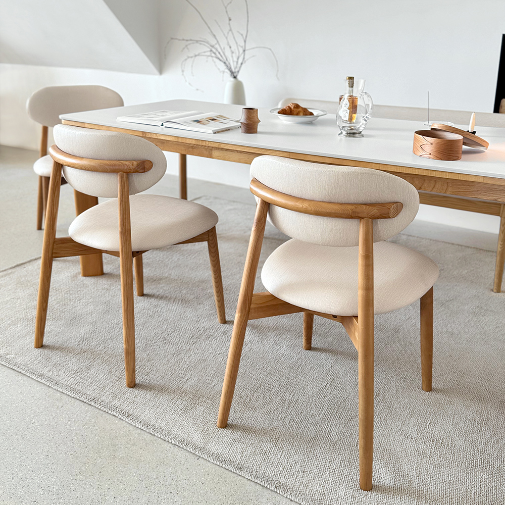 고디 세라믹식탁 세트 4인용 원목 식탁+의자2+벤치1, 1400mm, 내추럴/양면세라믹