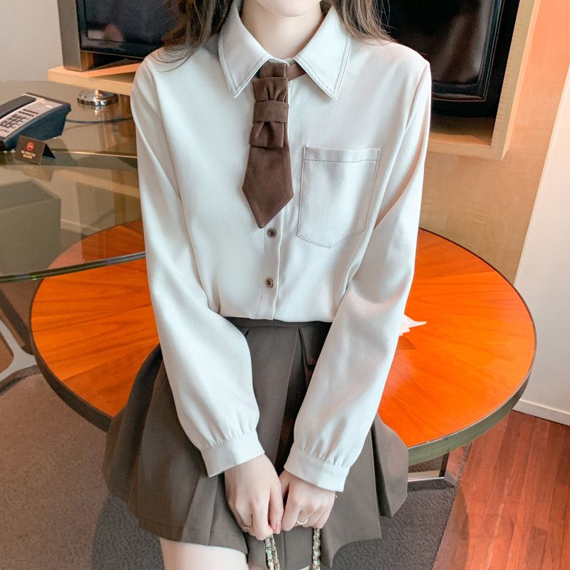 여성 긴팔 셔츠 가을 신상 캐주얼 오버핏 레이어드 스타일 데일리 옥스포드 티셔츠 다용도 통근 전문복 편안한 착용감 - 상세 이미지 3
