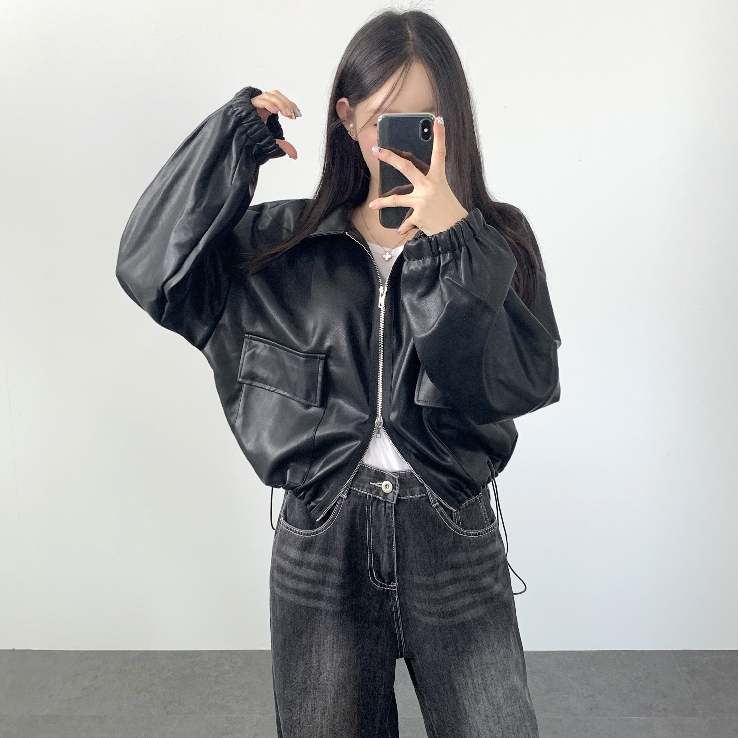 가을 스웨이드자켓 크롭 레더 가죽자켓 - 상세 이미지 2