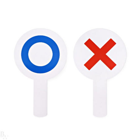 친구도매협력사 양면원형 손팻말 레크레이션도구 OX팻말 정답맞추기게임